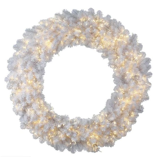 Vickerman G182848LED Couronne Blanche de 48 Po avec 880 LED Blanc Chaud