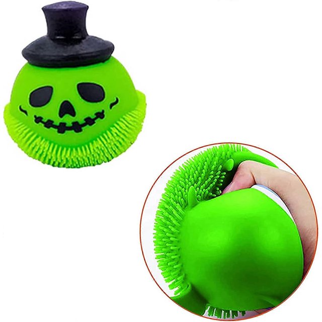 Pelota antiestrés de Halloween, juego de fiesta de Halloween para niños pequeños, niños y niñas, juguete de descompresión, juguetes para apretar, juguetes sensoriales divertidos y complicados (verde)