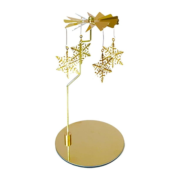 Portavelas giratorio,Accesorios giratorios para portavelas,Portavelas Bandeja Portavelas para té,Decoración de centro de mesa portavelas de jaula de metal,candelabros chimenea Copo de nieve