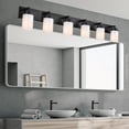 thumbnail image 4 of MELUCEE Black Bathroom Vanity Light Fixtures Over Mirror 6-Light Indoor Up and Down Metal Wall Mount Lamp 44.5 Inches Length Linear Vanity Lights with Milky Glass Shade, 4 of 6
