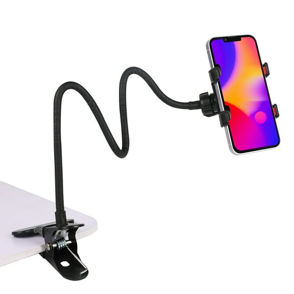 Kdyxvhy Gooseneck Phone Holder for Bed,Clip On Phone Holder for Desk,Lazy Bracket 360 Degree Rotation Flexible Long Arm Cell Phone Stand with Clamp for Kitchen,Bedroom,Office,for All 4”-7” Cellphone