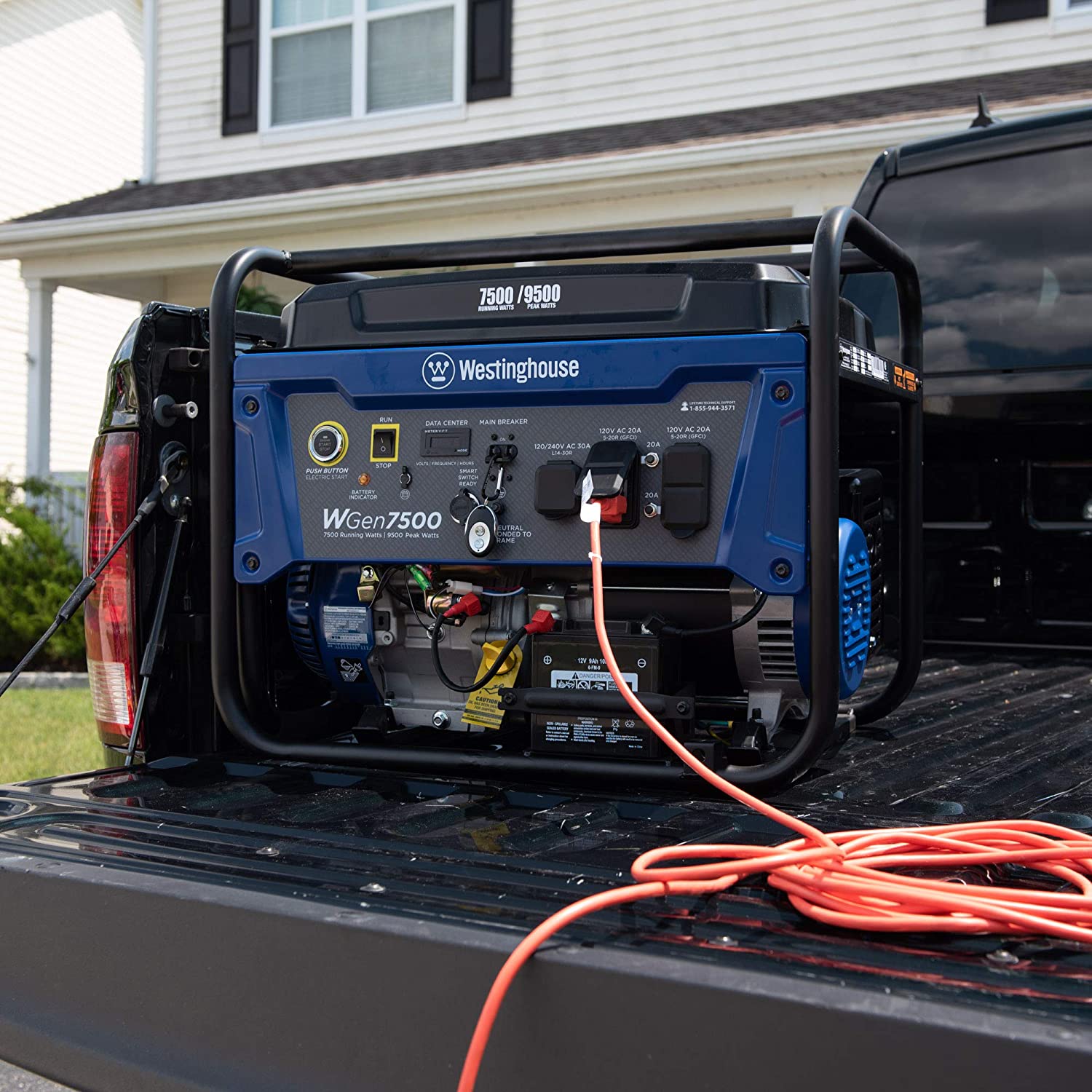 Westinghouse 7500W Push Button Start Power Generator, Built-In Fuel Gauge
