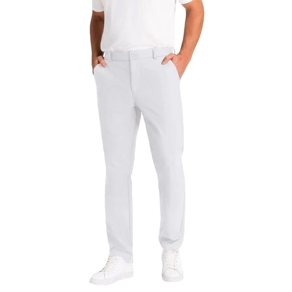 GrmtClth Men's Golf Pants 2026 Stretch Comfy Trouser Trendy Straight Leg Breathable Pant with Belt Loops White XL