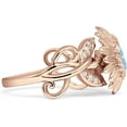 thumbnail image 5 of Sunflower Twisted Vine Leaf Ring Aquamarine Cubic Zirconia Rose Tone 925 Sterling Silver, Size 7, 5 of 7