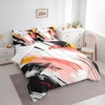 thumbnail image 3 of Manfei Modern Geometric 7-Piece Bedding Comforter Set,Abstract Graffiti Striped King Bedding Sets,Pink Orange White Bed Sheets For Girl Kids,Breathable Home Decor Reversible, 3 of 8