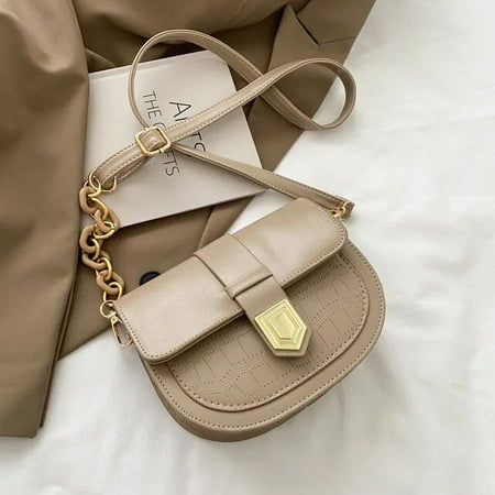 LinYooLi Chain Armpit Bag Candy Light Color Stone Pattern Small Bag Texture Saddle Bag Casual Shoulder Diagonal Trend Bag for Women