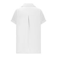 thumbnail image 6 of AherBiu Plus Size Tops for Women Half Button Lapel V Neck Short Sleeve Cotton Linen Shirts Lightweight Summer Casual Blouse, 6 of 7