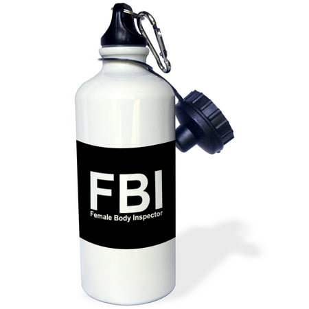 3dRose FBI Female Body Inspector Black, Sports Water Bottle,