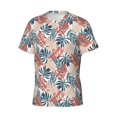 thumbnail image 3 of Yiaed Tropical Leaves Print Mens Short Sleeve Tight Fit T-Shirt, Crewneck Casual Tee-X-Large, 3 of 5