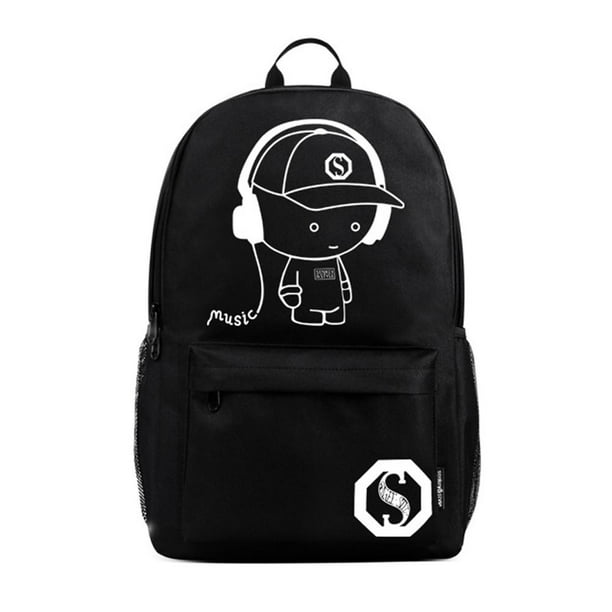 Bolsa Mochila luminosa con carga USB para hombre a la moda para bolígrafos escolares de muy buen gusto regalo (negro) JShteea Para Estrenar