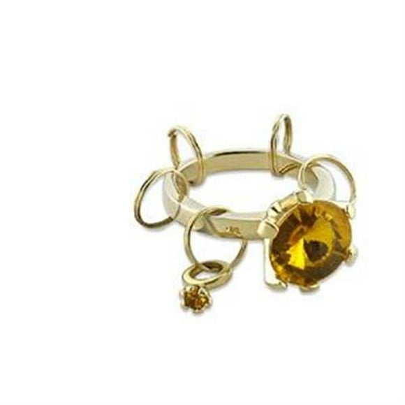 Unisex Gold Brass Key Ring with Synthetic in Topaz