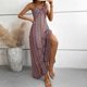 thumbnail image 4 of Sexy Vestido Casual para las Mujeres Cuello en V sin Mangas Bloque de Color Suspendidos Suéter, Vestido de Moda para Diario, 4 of 9