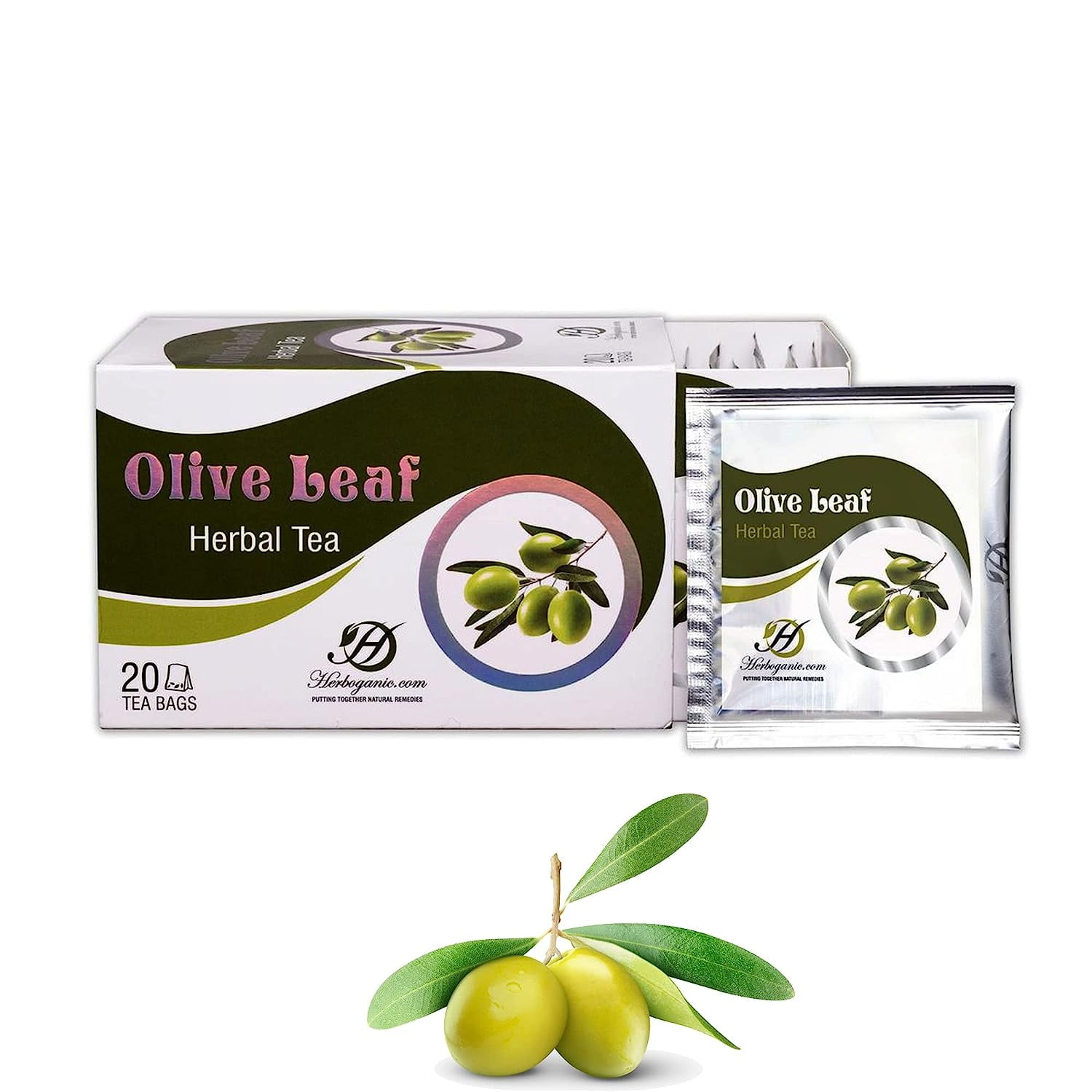 Herboganic Pack of 20 Olive Leaf Tea, Natural Antioxidant Olive Leaves