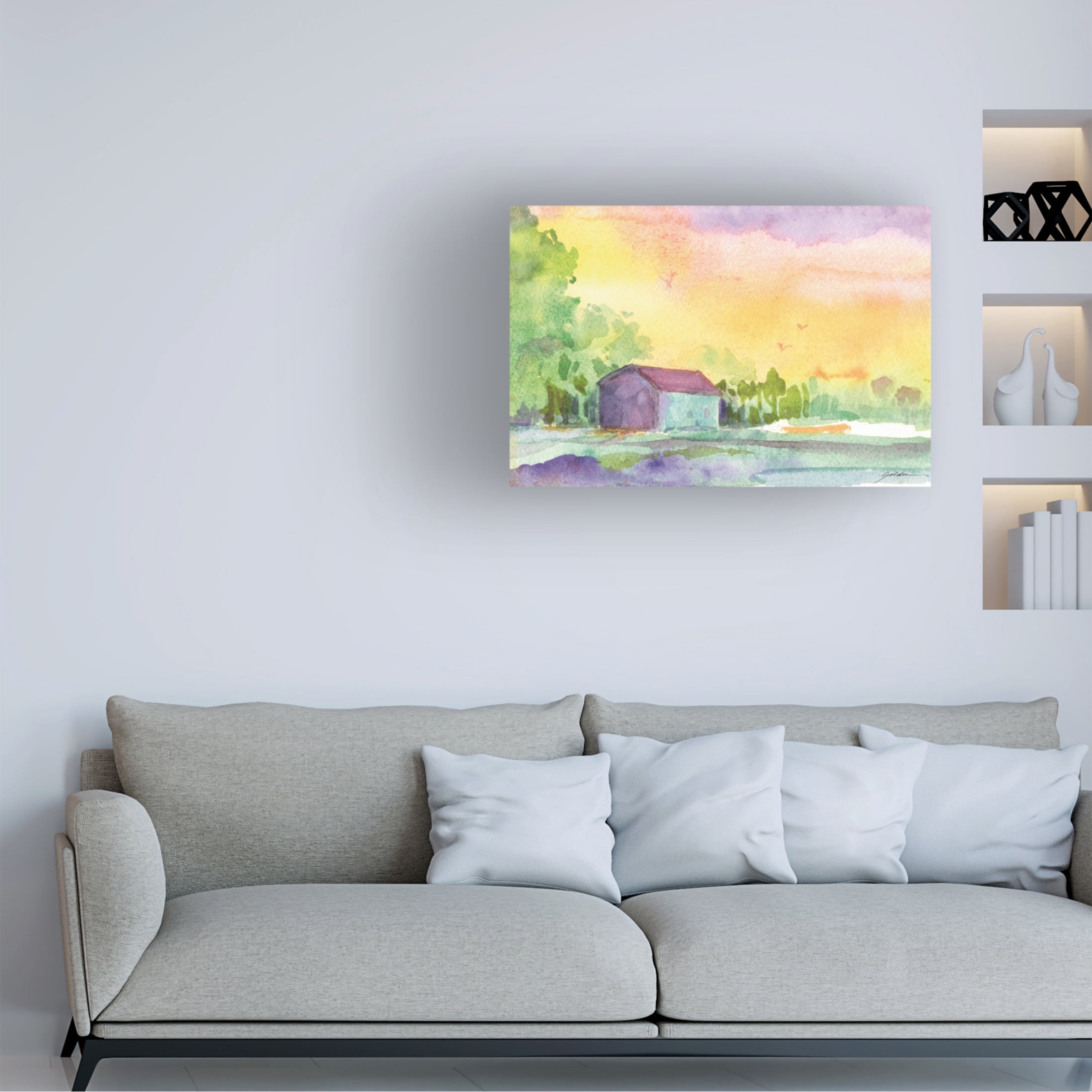 Canvas Wall Art - Sheila Golden 'Boathouse 2' Wall Art for Living Room, Bedroom, or Office Décor by Trademark Fine Art - 19 x 12 Inches