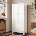 thumbnail image 4 of EROSOEI Metal Freestanding Armoire Wardrobe Clost With Hanging Rod and Drawers, 4 of 6