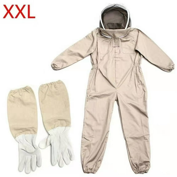 Bee Suit with Gloves, Bee Keeper Suit for Men Women Sting Proof Polyester Cotton Beekeeping Suit Beekeeping Protective Suits Beekeeper Suit Bee Keeper Gear Coveralls (XXL)