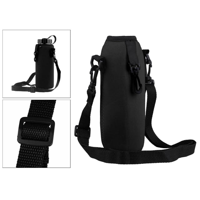 Portabotellas de agua portátil, de neopreno con soporte para botellas con correa ajustable para el hombro, estuche aislado para bolsa deportiva Negro Macarena correa portadora de botella deportiva