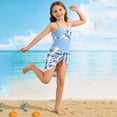 thumbnail image 6 of Girls One Piece Swimsuit - Tropical Twist Cross Back Bathing Suit with Attached Cover Up Skirt for Kids Youth Ages 7-16 Summer Beach Wear(Sky Blue/8), 6 of 6