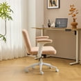 thumbnail image 6 of Ktaxon Office Chair with Chenille Fleece Upholstery, Flip-Top Armrest Desk Chair on Metal Star Base, Adjustable Height & Quiet Casters for Home Study Orange, 6 of 8