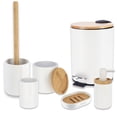 thumbnail image 7 of White Bathroom Accessories with Natural Accents, Modern 6-piece Set, 7 of 7
