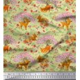 thumbnail image 1 of Soimoi Rayon Fabric Tree,Floral & Deer Animal Decor Fabric Printed Yard 56 Inch Wide, 1 of 3