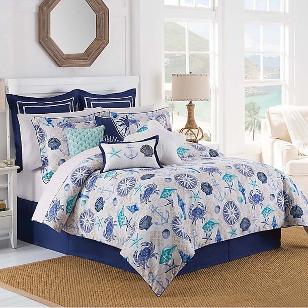 Williamsburg Barnegat Coastal Queen Comforter Set In Blue Walmart Com Williamsburg Barnegat Coastal Queen Comforter Set In Blue Walmart Com