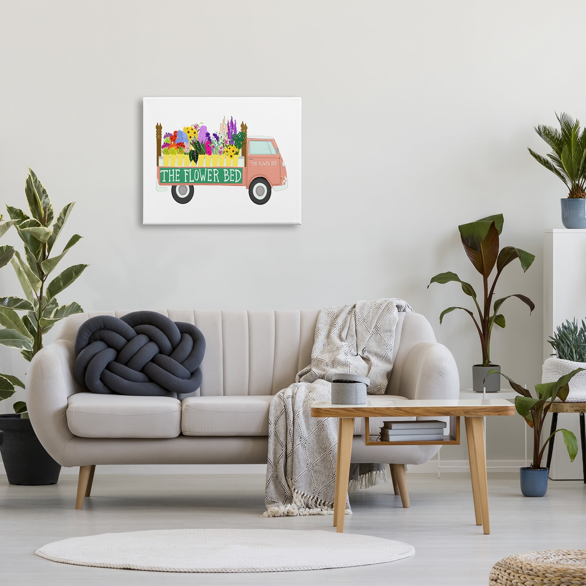 Stupell Industries The Flower Bed Pink Farm Delivery Truck Botanical & Floral Painting Gallery Wrapped Canvas Print Wall Art, 24 x 30