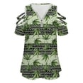 thumbnail image 4 of Green Maple Leaves Seamless Pattern Womens Summer V Neck Zipper Top Short Sleeve T Shirt Off Shoulder Top Casual Classy Loose Shirts, 4 of 7