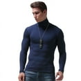 thumbnail image 1 of Chemises de Compression à Manches Longues pour Hommes, Col Roulé, Couche de Base d'Hiver, Chandail Léger (Noir 2TG), 1 of 2