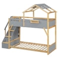 thumbnail image 5 of Harper & Bright Designs Twin over Twin House Bunk Bed with Roof, Twin Size Bunk Bed Frame with Stairs and 3-Color LED Lights for Boys and Girls Bedroom, Gray, 5 of 12