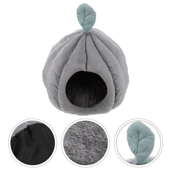 HEALEEP 1 Set Burrowing Cat Bed Semi-Enclosed Cat Bed Pumpkin Shaped for Cats and Small Dogs 17.3X17.3X14.2in