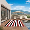 thumbnail image 2 of Red Black Stripe Outdoor Rug 5x7 Ft, Non Slip Washable Area Rug, Farmhouse Watercolor Modern Geometric Patio Rugs Carpet Runner, Large Floor Mat for Indoor/Outdoor Deck Porch Camping, 2 of 8