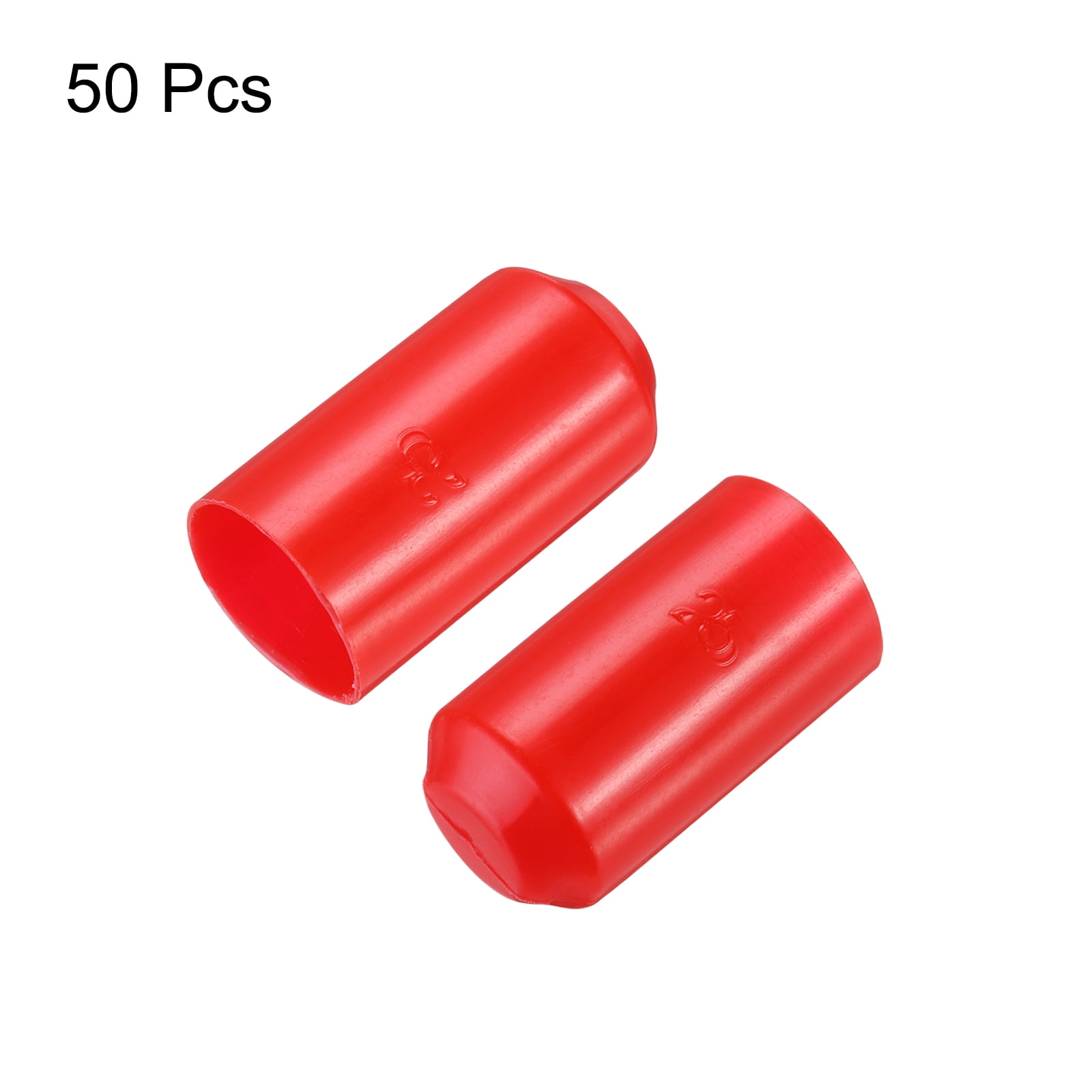 Uxcell 50Pcs Heat Shrink End Cap 25mm ID x 50mm L 3:1 Ratio Waterproof Electrical Heat Shrink Tubing Caps, Red