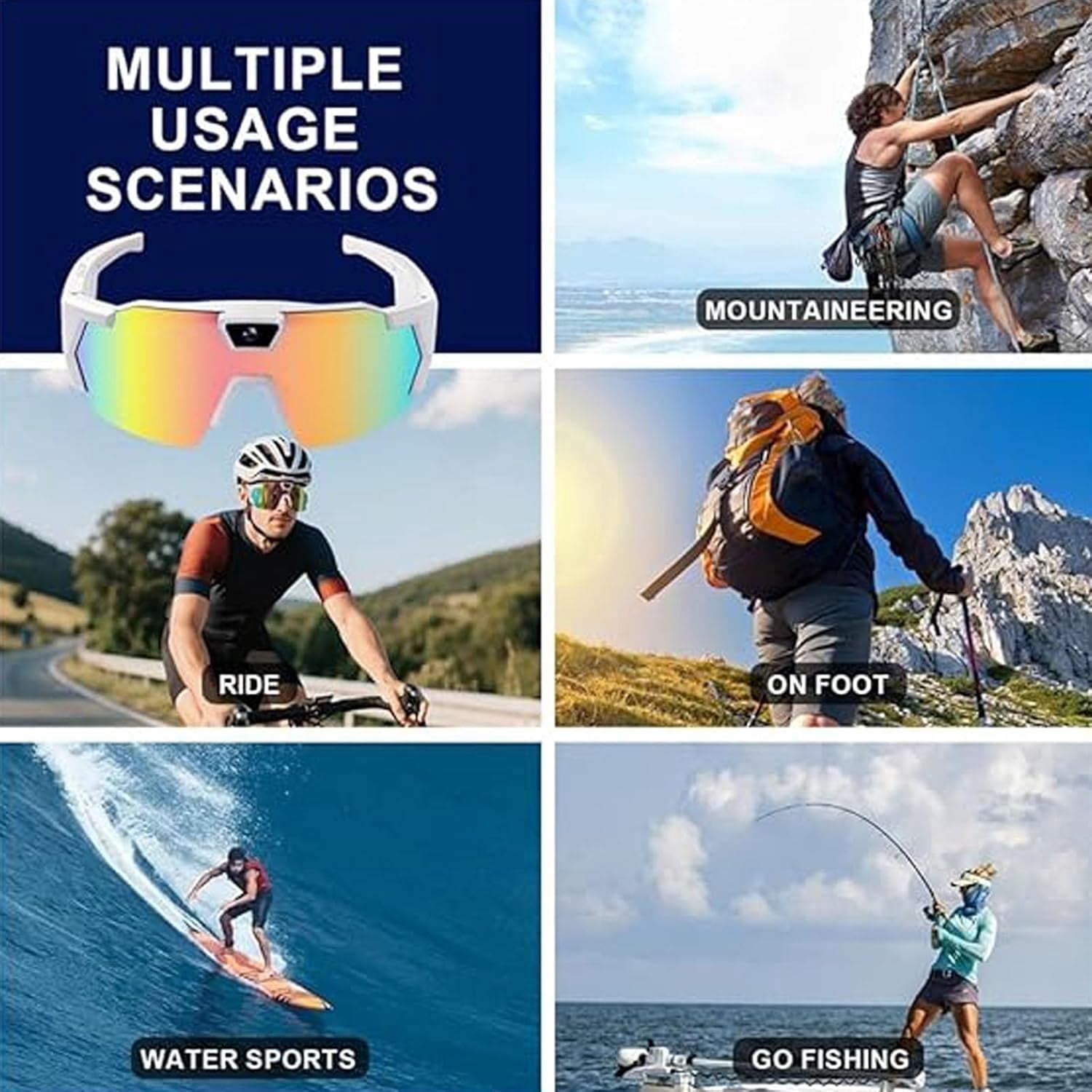 4K HD Video Camera Baseball Glasses with Camera POV Pro Sports Glasses Recording Action Cameras Sunglasses 2026 Upgrade Smart Video Recording Glasses for Action Sports with Memory (Black B)