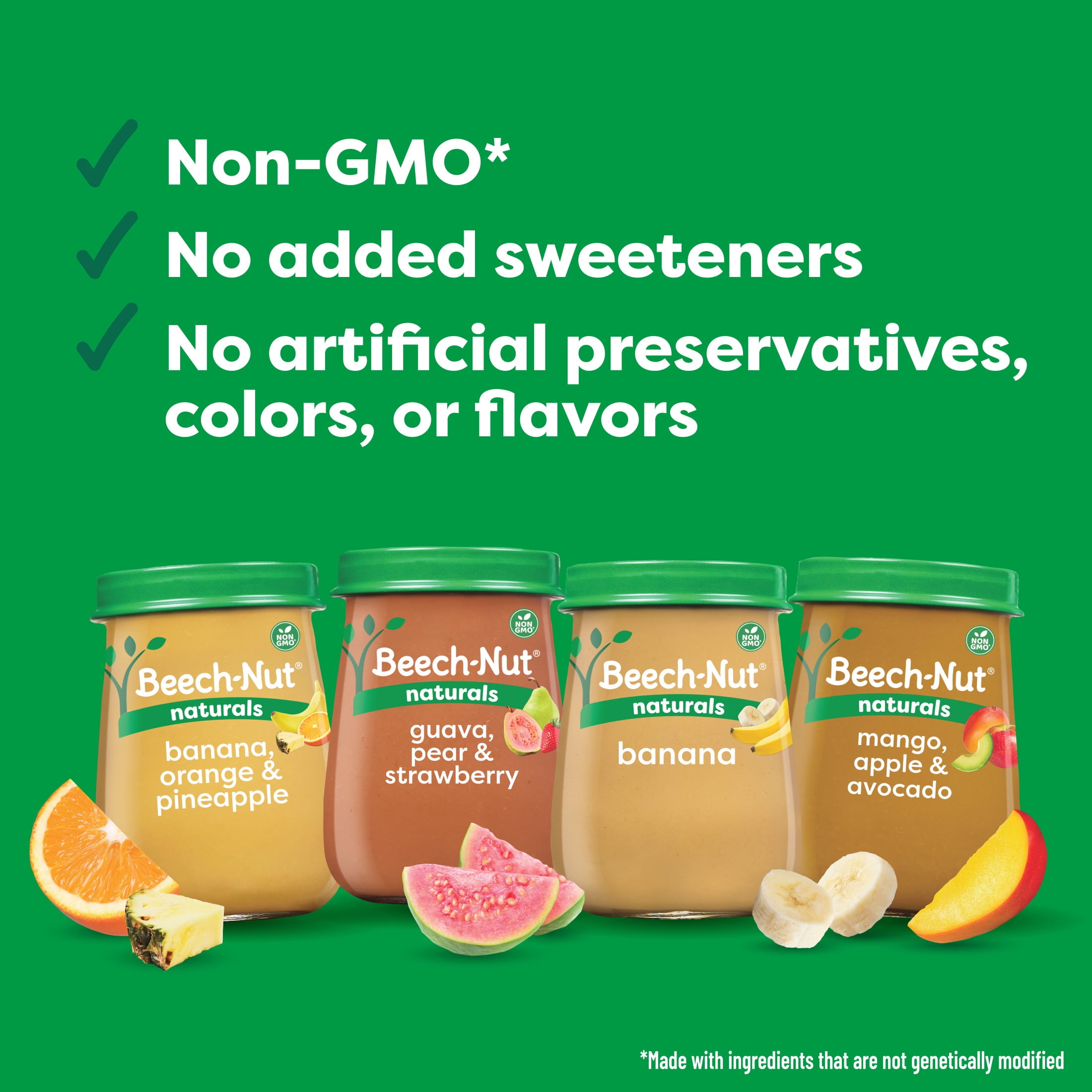 Beech-Nut Naturals Stage 2 Tropical Adventure Baby Food Variety Pack, 4 oz Jars, 8 Pack