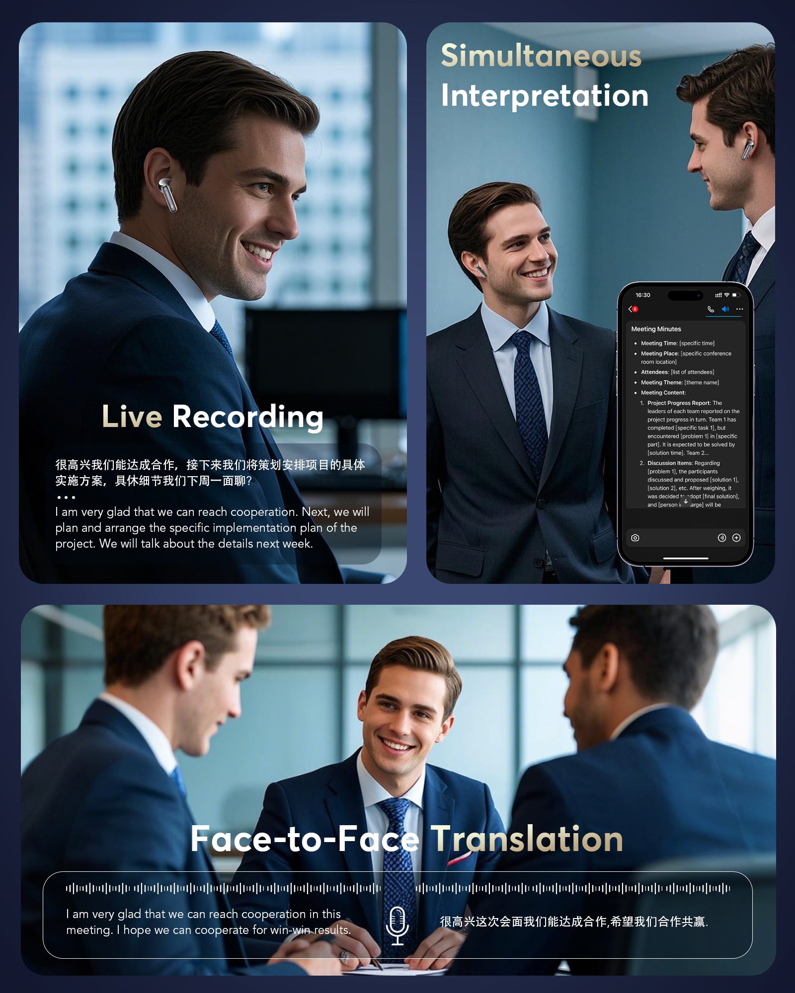 AI Language Translation Earbuds, Bluetooth 5.4 Headphones Translator for 144 Languages & Accents,IP7 Waterproof Earphones with 4 ANC Mic,Black