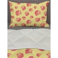thumbnail image 3 of Roses Comforter & Sham Bedding Set, Feminine Pattern with Flower Petals Bicolour Vintage Illustration, 3 pcs Duvet Set Microfiber Filling Quilt, 5 Sizes, Pastel Yellow and Coral, by Ambesonne, 3 of 4