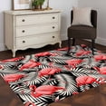 thumbnail image 3 of Red Flamingo Area Rugs 2.7'x5', Washable Small Throw Rugs for Kitchen Bedroom, Summer Tropical Plants Leaves Botanical Black Indoor Outdoor Rug Non-Slip Low Pile Carpet Runner Reversible Floor Mats, 3 of 8