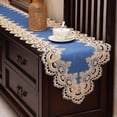 thumbnail image 3 of WinWay Faux Pu Leather Lace Trim Table Runner Table Cloth Wedding Party Room Decoration, 3 of 9