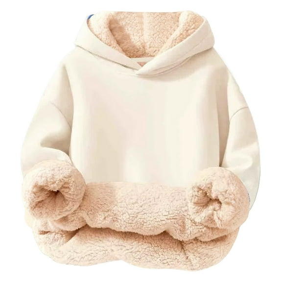 lnmuld Teen Hoodies Solid Color Girls Hooded Sweatshirt Soft Lined Pullover Cozy Warm Kids Jacket Top for Cold Weather Outdoor Play Size:7-8 Years