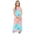 thumbnail image 5 of ATOGUTA Girls Party Dresses Short Sleeve Floral Print Loose Casual Long Maxi Dress with Pockets Multicolor, Size 4-14 Years, 5 of 5