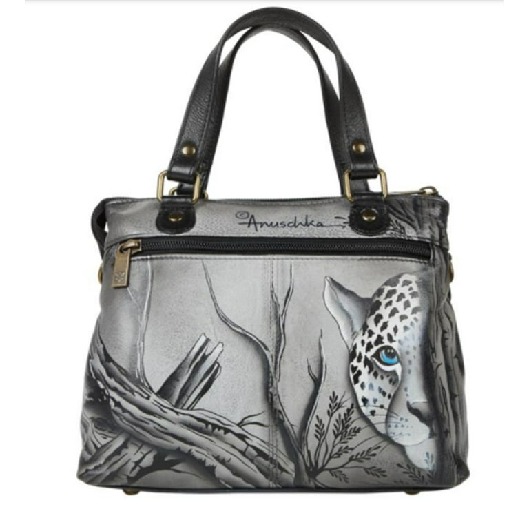 Anuschka Hand Painted Leather Satchel Crossbody Bag African