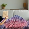 thumbnail image 3 of Mandala Soft Flannel Fleece Throw Blanket, Hippie Ombre Style Print Infinity and Harmony Culture Inspired Pattern, Cozy Plush for Indoor and Outdoor Use, 50" x 70", Ruby Royal Blue, by Ambesonne, 3 of 5