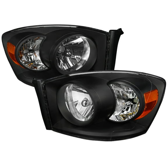 Factory Style Crystal Headlights (Black Housing/Clear Lens) Made for and Compatible with 2006-2008 Dodge RAM 1500/ 2006-2009 RAM 2500 3500
