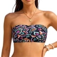 thumbnail image 6 of EliteGoogv Bandeau Bikini Top For Women Removable Straps Tube Swimsuit Top Summer Beach Pool Swimwear Navy, 6 of 7
