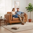 thumbnail image 3 of MCombo 64.8'' Napa Leather Loveseat Sofa Couch for Living Room, Office, Vintage Italian Leather, Cognac Tan, 3 of 10