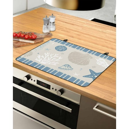 

Light Blue Coastal Coral Stove Top Covers for Electric Stove Heat Insulation Fireproof Glass Cooktop Cover Counter Top Glass Stove Cover 36 x21 Nautical Ocean Beach Starfish Beige