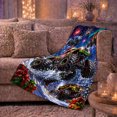 thumbnail image 6 of Printed Flannel Throw Blanket with Christmas Monster Trucks and Snowy Village, 6 of 9