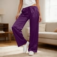 thumbnail image 2 of Satin Pants For Women Silk Wide Leg Pants Low Waist Baggy Pants Lounge Bottoms, 2 of 5
