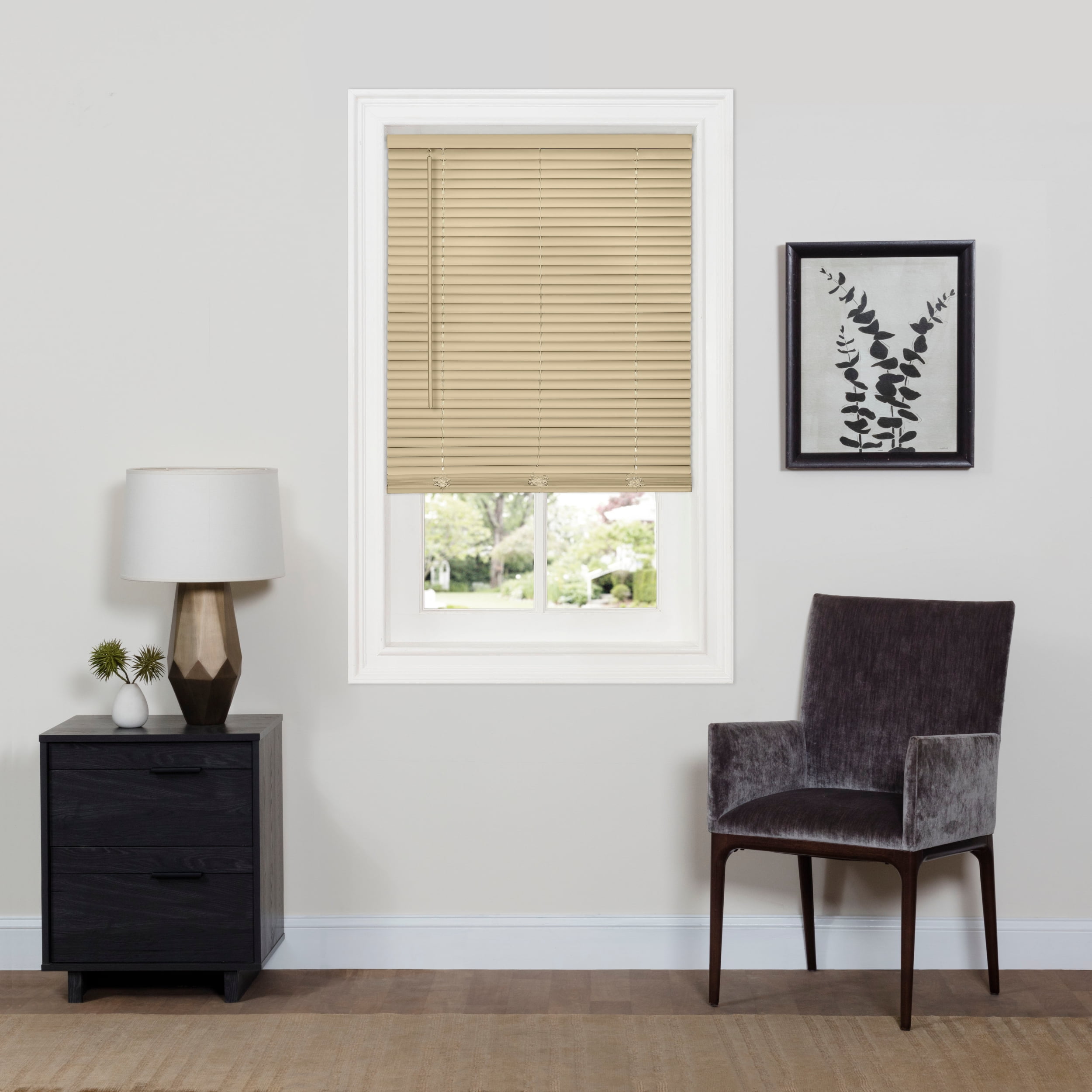 Achim 1" GII Deluxe Sundown Indoor Cordless Latte Vinyl Room Darkening Mini Blind, 32" W x 64" L
